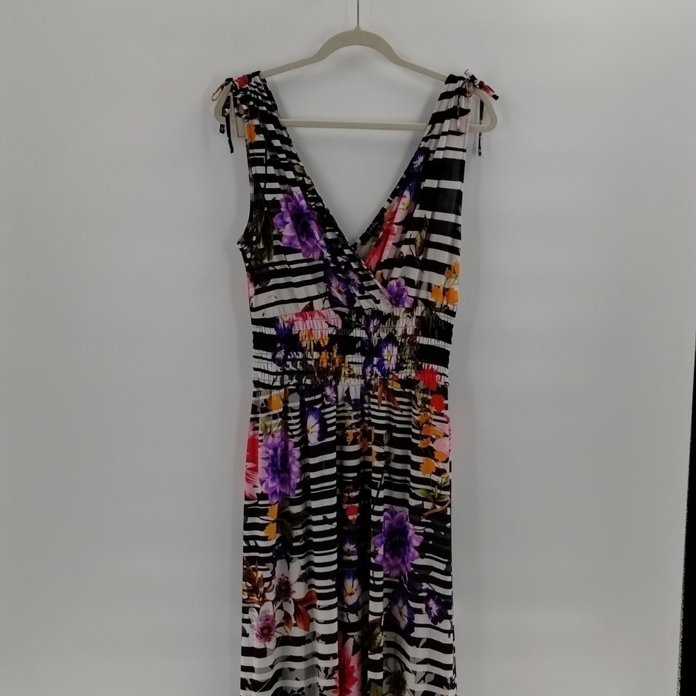 Just Love floral and striped summer maxi dress size XL v-neck and backline